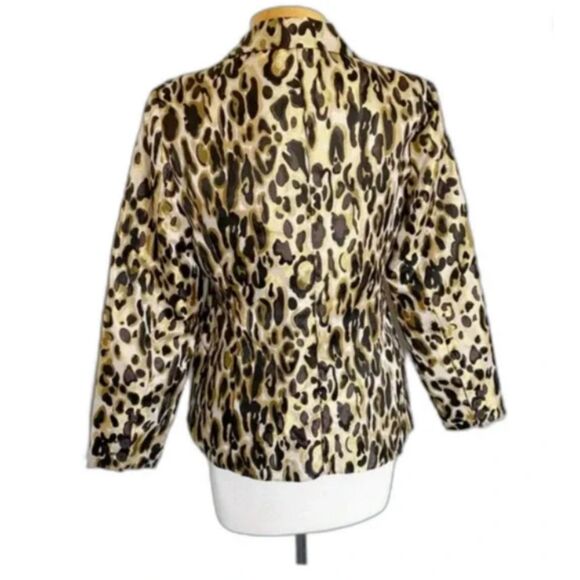 312 Nine West Leopard Print Animal Print Career Wear Satin Feel Statement Blazer - Picture 3 of 7